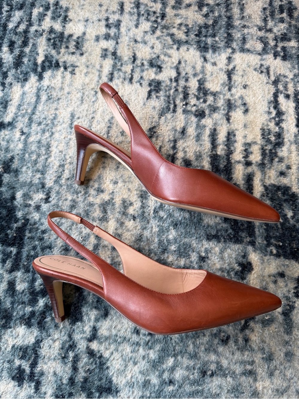 Cole Haan Rust Brown Leather Pointed Slingback Pumps - Picture 2 of 5